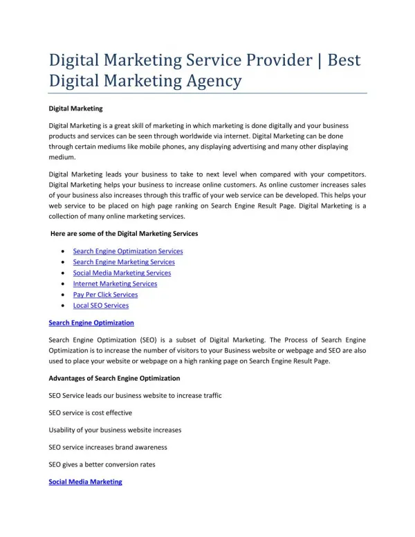 Digital Marketing Service Provider | Best Digital Marketing Agency