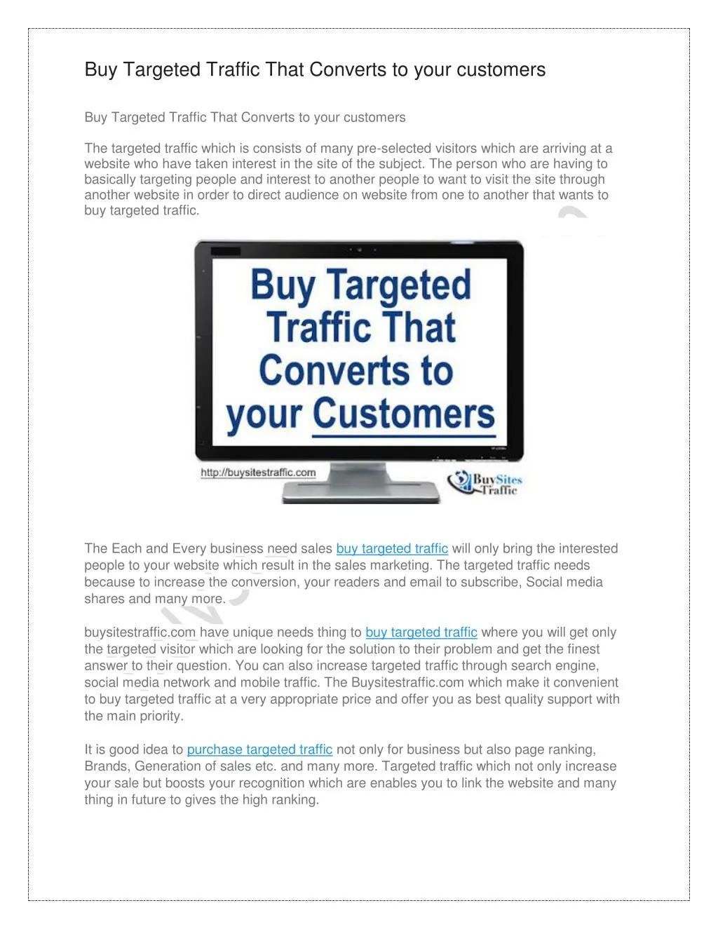 buy targeted traffic that converts to your