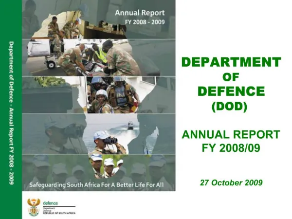 DEPARTMENT OF DEFENCE DOD ANNUAL REPORT FY 2008