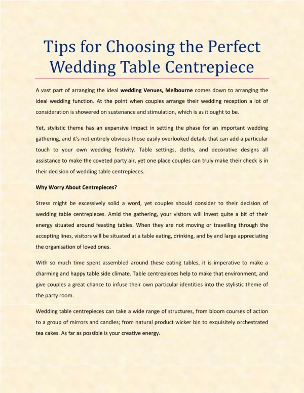 Tips for Choosing the Perfect Wedding Table Centrepiece
