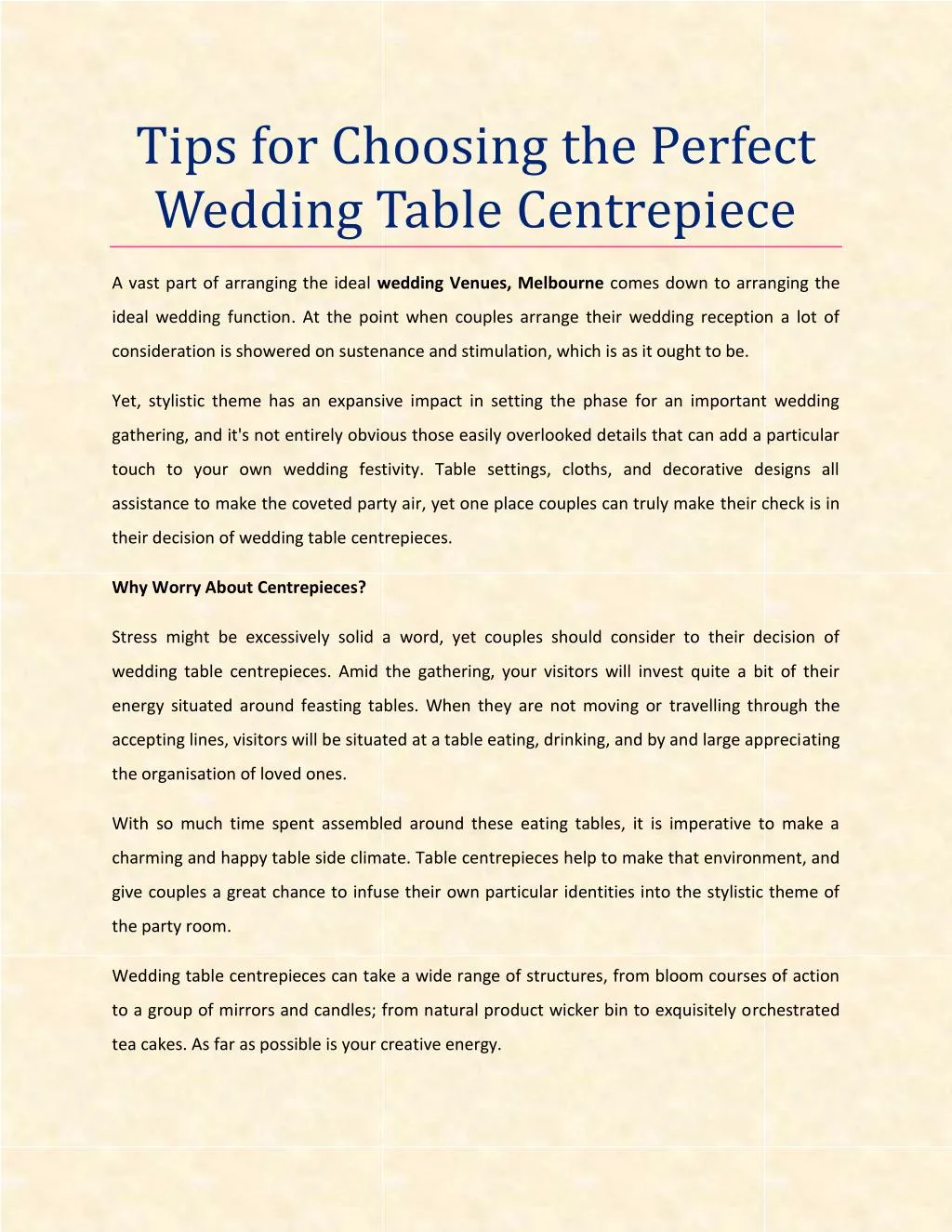 tips for choosing the perfect wedding table