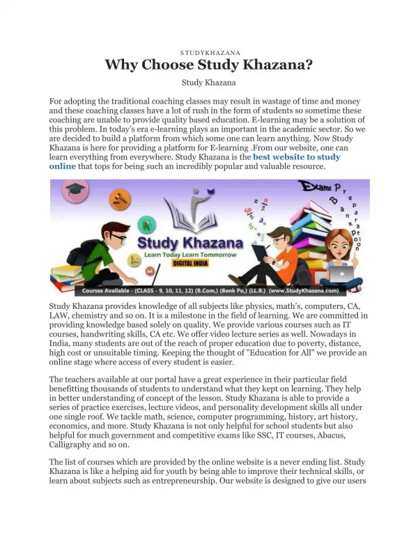 Why choose Study Khazana?