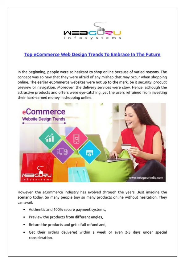 Top eCommerce Web Design Trends To Embrace In The Future