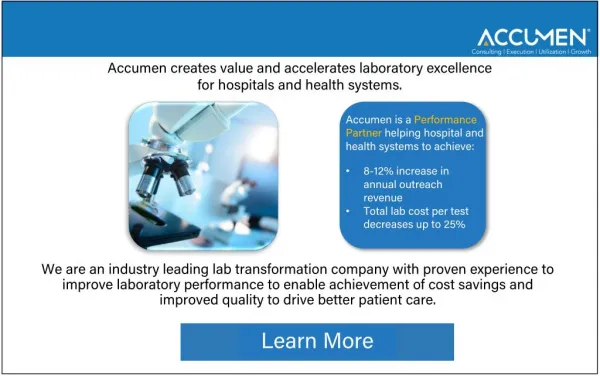 Accumen creates value and accelerates laboratory excellence for hospital and health systems