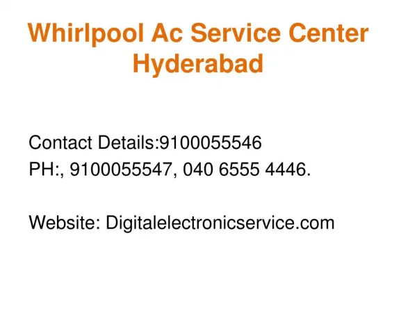 Whirlpool Ac Service Center Hyderabad