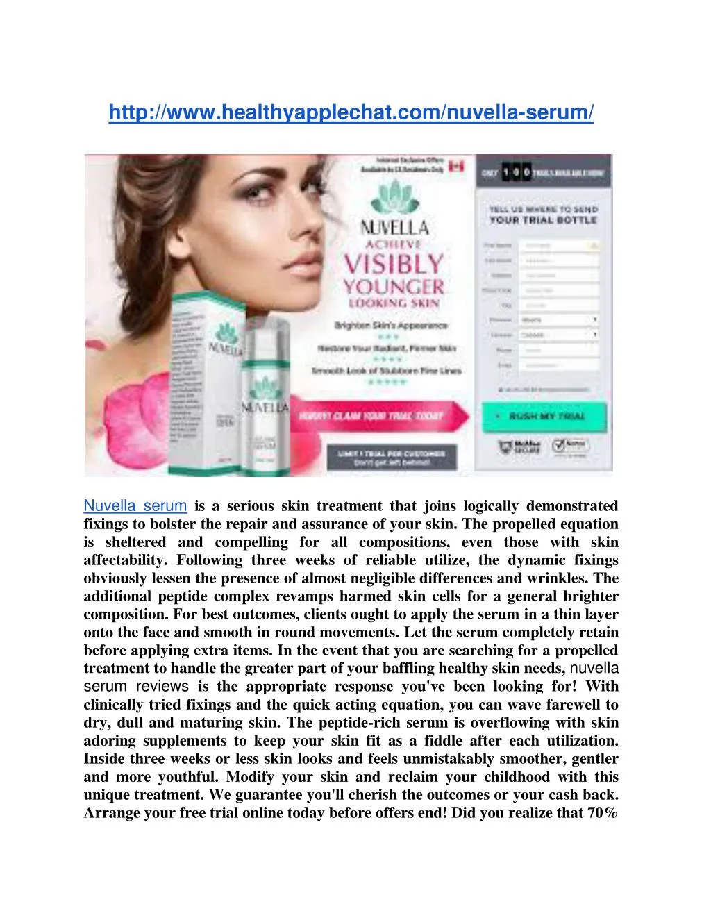 http www healthyapplechat com nuvella serum