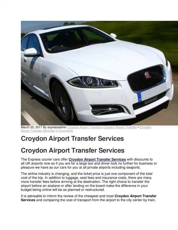 Croydon Airport Transfer Services - ? 0208 686 2777 Express Minicabs Croydon