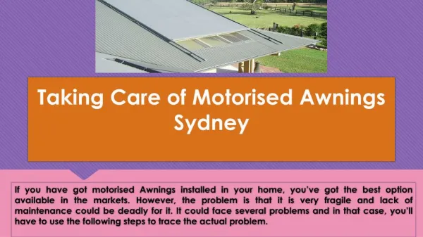 Taking Care of Motorised Awnings Sydney