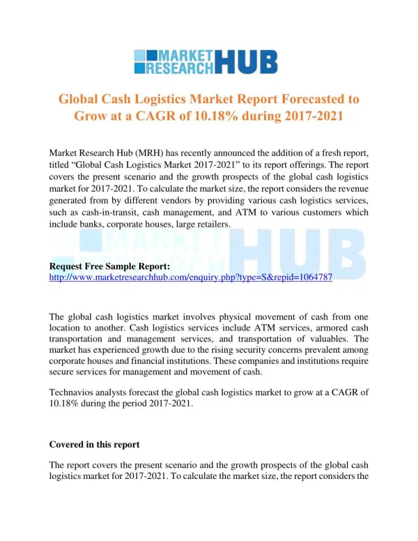 Global Cash Logistics Market and Forecast Report 2020