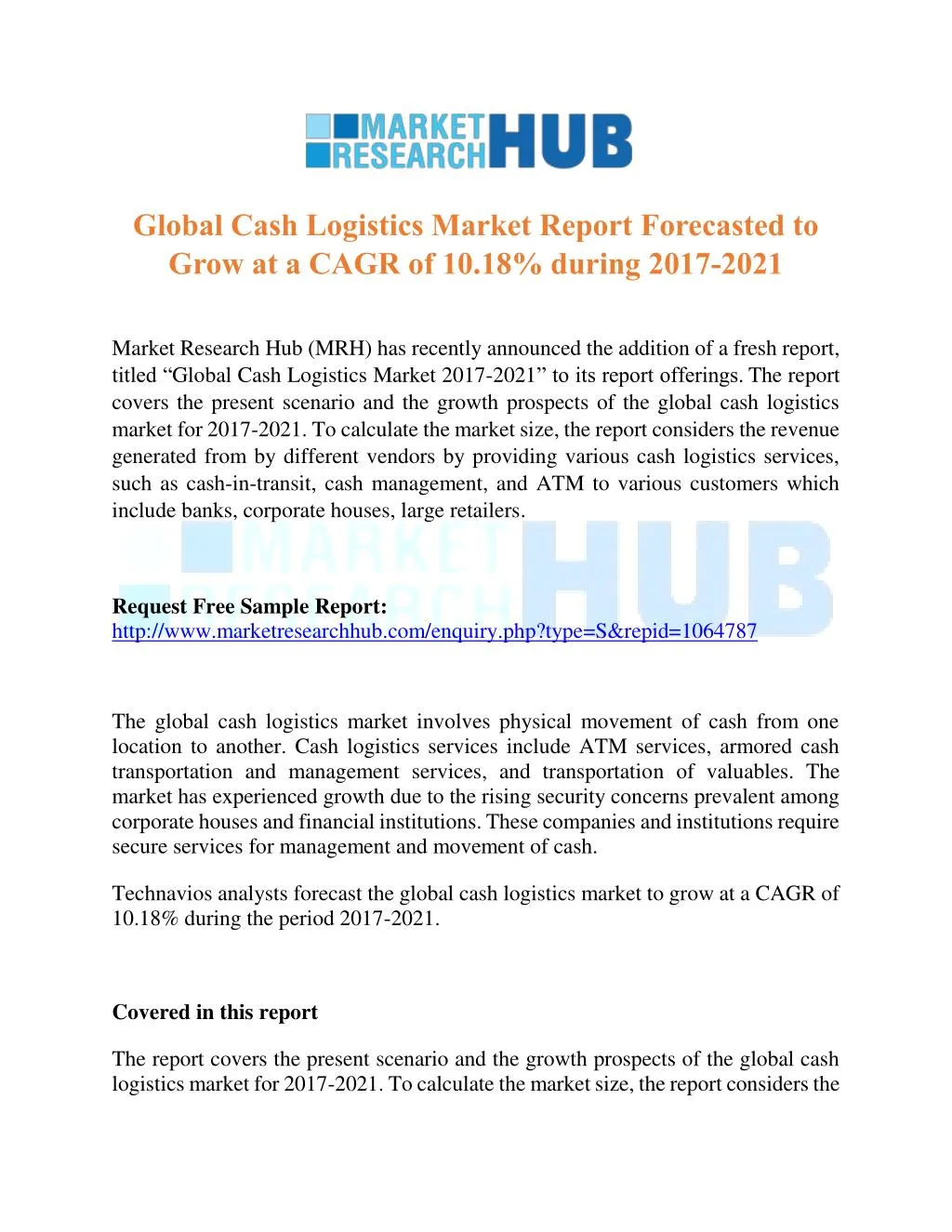 global cash logistics market report forecasted