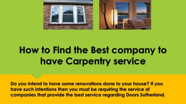 How to find the best company to have carpentry service