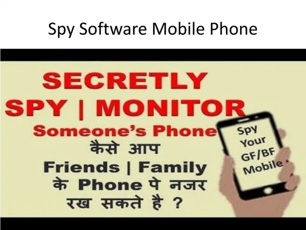 Spy Mobile Phone Software is powerfull & undetectable Spy Software