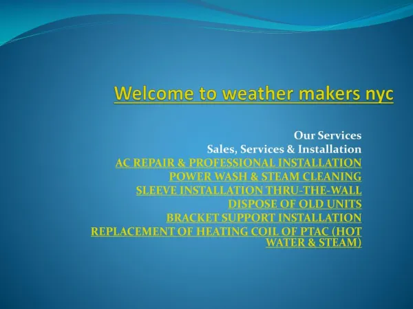 Air conditioning device repair, Sale| Weather Makers
