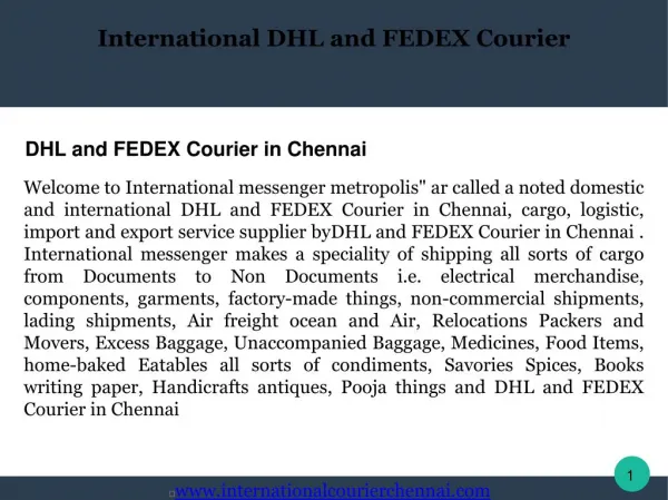 DHL and FEDEX Courier in Chennai