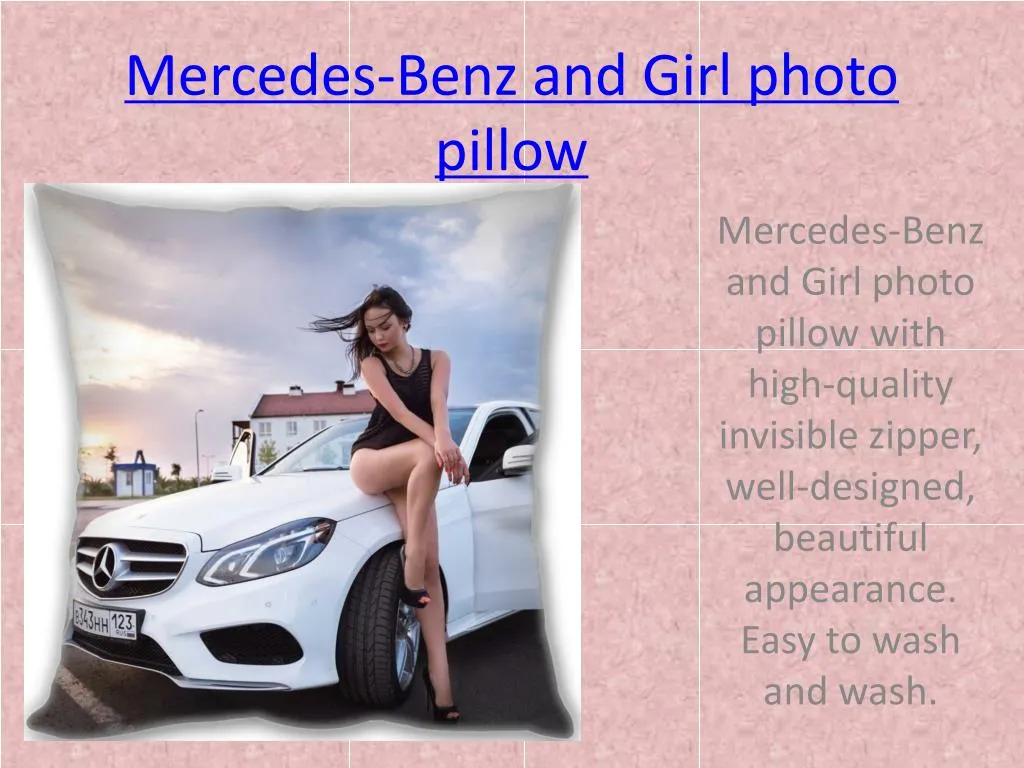 mercedes benz and girl photo pillow
