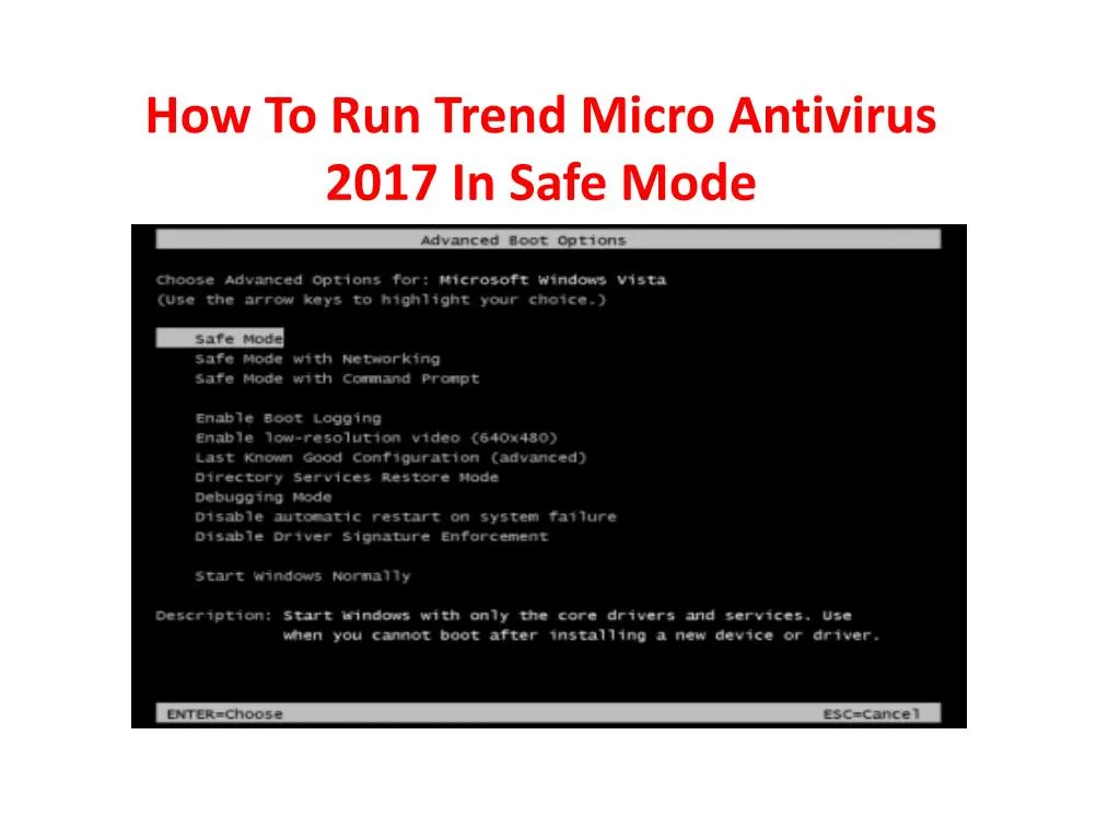 how to run trend micro antivirus 2017 in safe mode