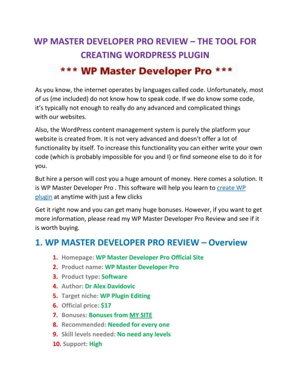 WP Master Developer Pro