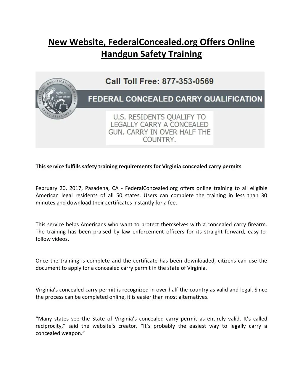 new website federalconcealed org offers online