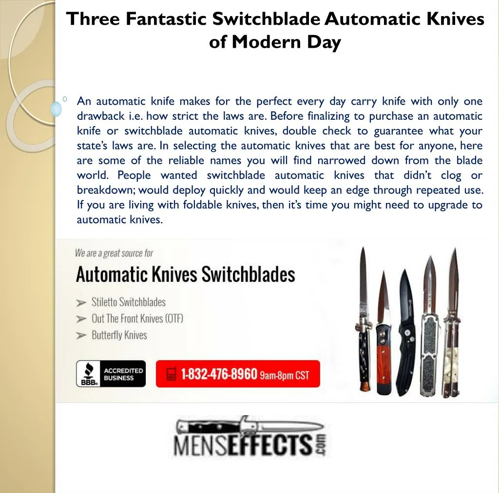 three fantastic switchblade automatic knives