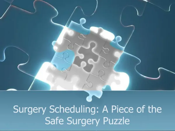 Surgery Scheduling: A Piece of the Safe Surgery Puzzle