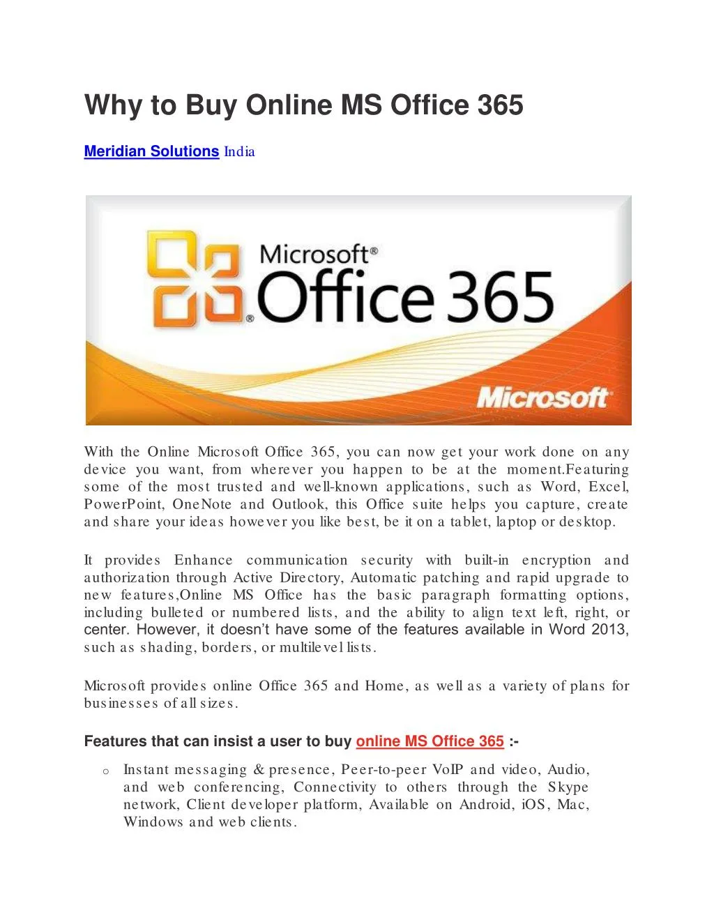why to buy online ms office 365 meridian