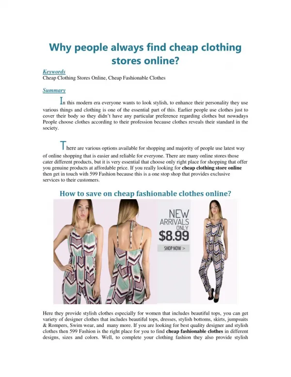 Why people always find cheap clothing stores online?