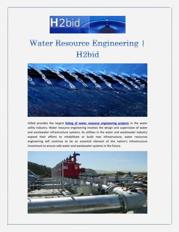 Water Resource Engineering | H2bid