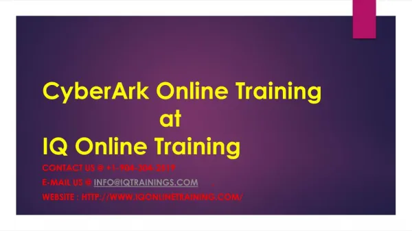 Live, instructor-led CyberArk Online Training |IQ Online Training