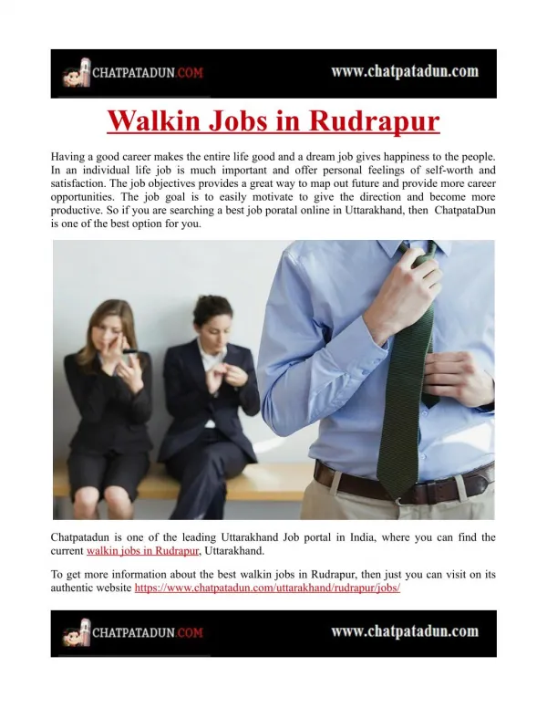 Walkin Jobs in Rudrapur