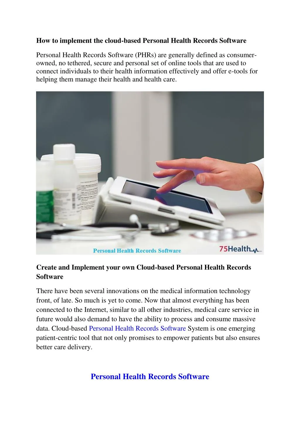 how to implement the cloud based personal health