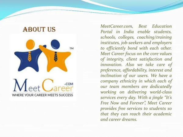 Education Portal MeetCareer- About us.