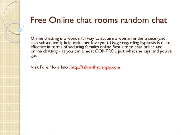 Free Online chat rooms random chat