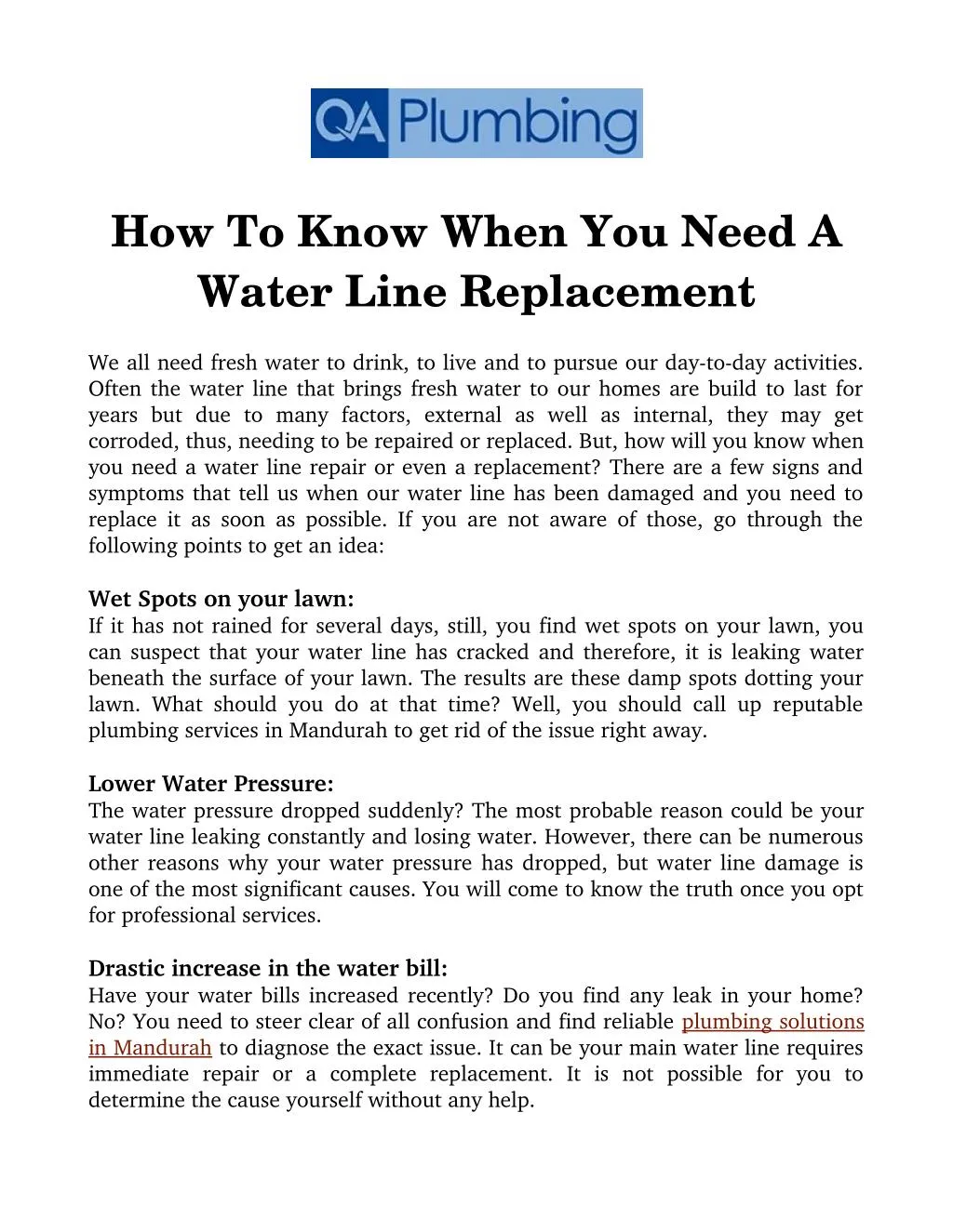 how to know when you need a water line replacement
