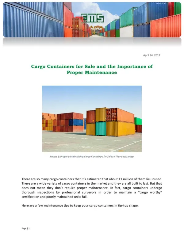 Cargo Containers for Sale and the Importance of Proper Maintenance