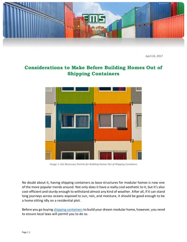 Considerations to Make Before Building Homes Out of Shipping Containers