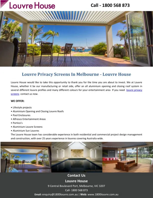 Louvre Privacy Screens In Melbourne - Louvre House