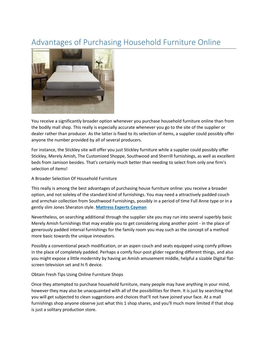 advantages of purchasing household furniture