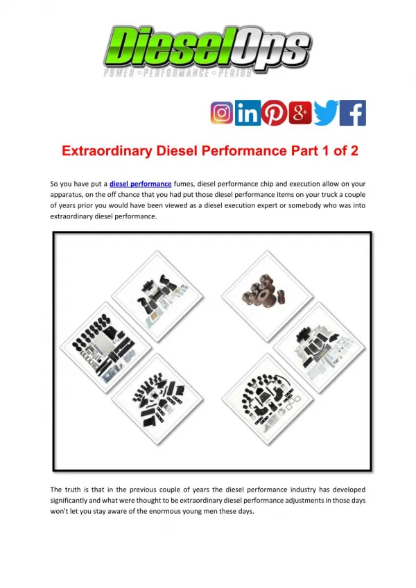 Extraordinary Diesel Performance Part 1 of 2