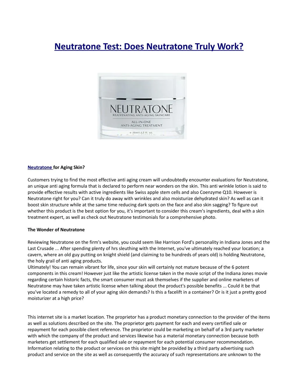 neutratone test does neutratone truly work