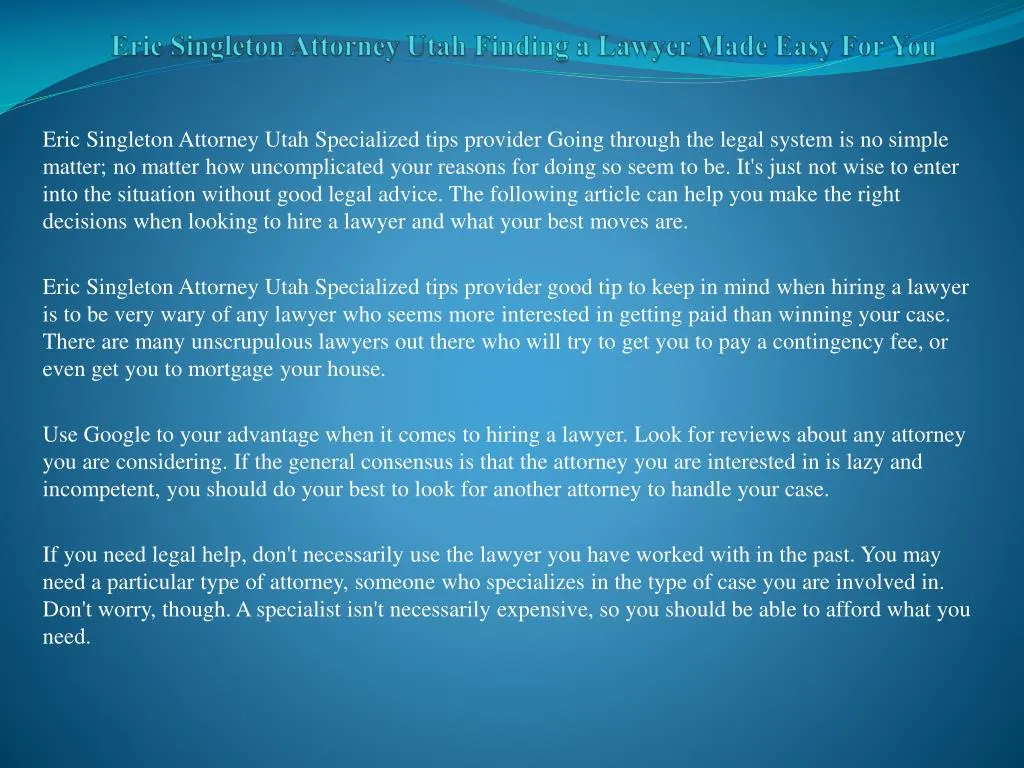 eric singleton attorney utah finding a lawyer made easy for you