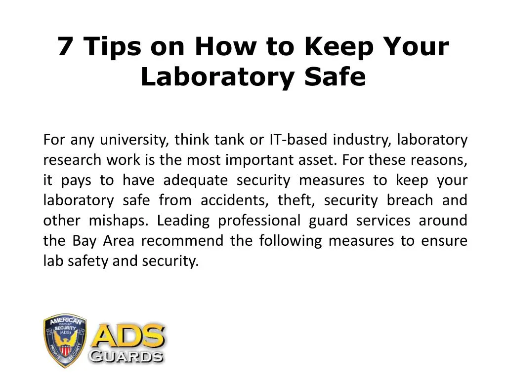7 tips on how to keep your laboratory safe