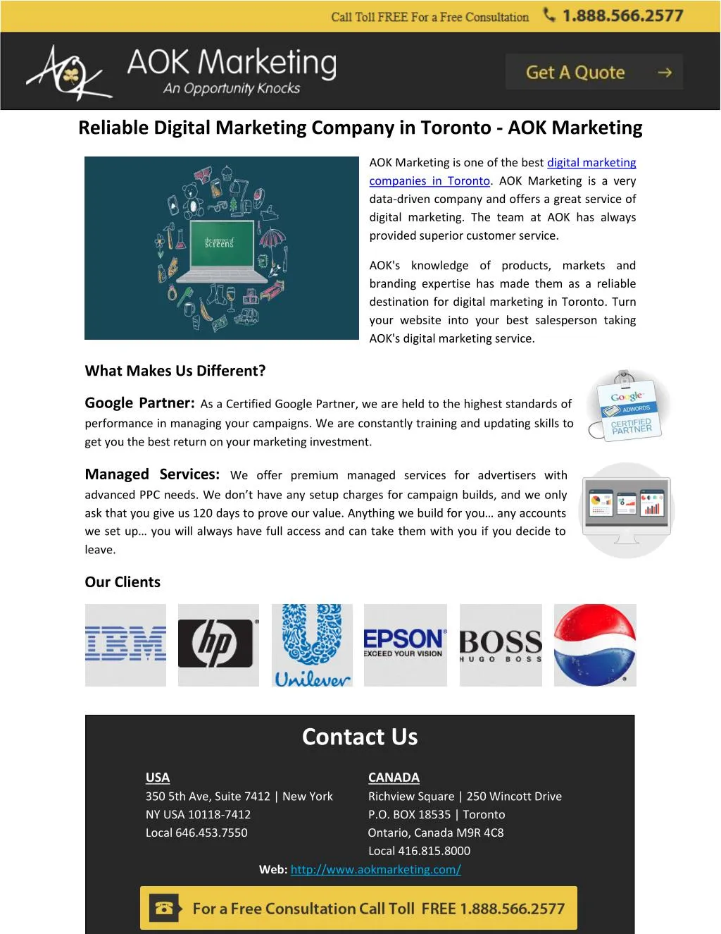 reliable digital marketing company in toronto