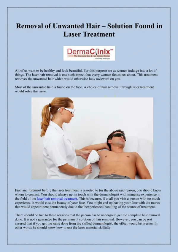 Removal of Unwanted Hair – Solution Found in Laser Treatment
