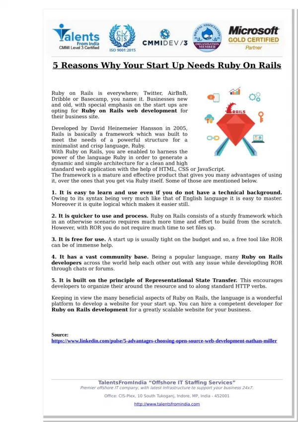 5 Reasons Why Your Start Up Needs Ruby On Rails!