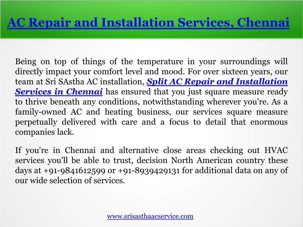 ac repair and installation services chennai