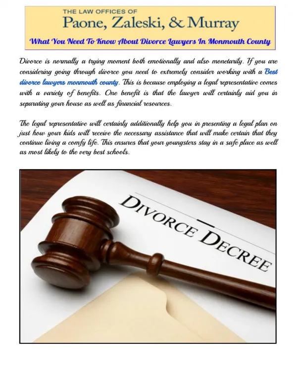 What You Need To Know About Divorce Lawyers In Monmouth County – Paonezaleski