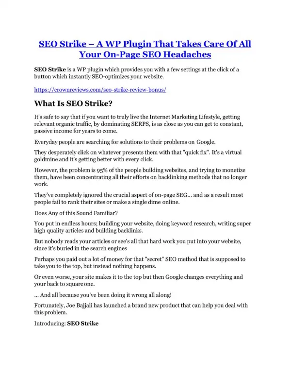 SEO Strike review - SEO Strike (MEGA) $23,800 bonuses