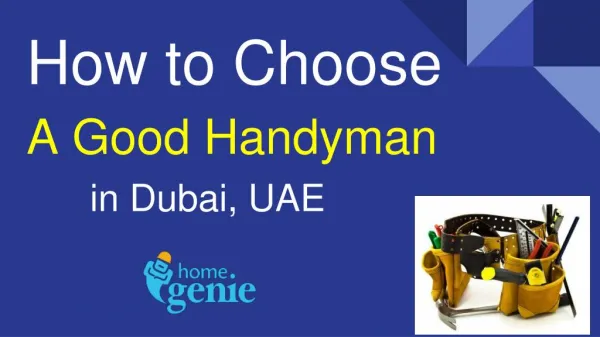 How to Choose A Good Handyman Services in Dubai, UAE