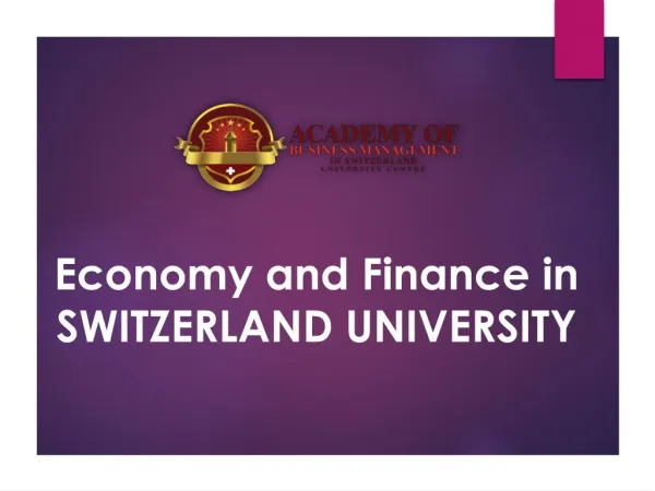 Economy and Finance in SWITZERLAND UNIVERSITY