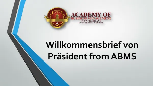 Willkommensbrief von Präsident from ABMS